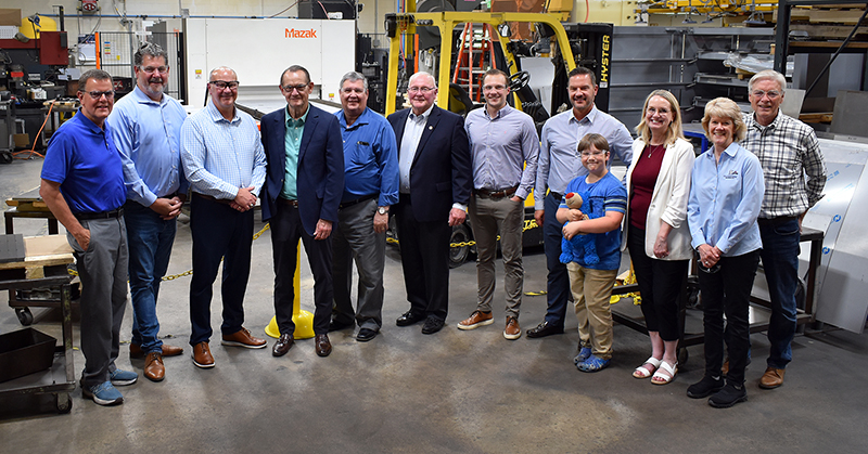 Sen. John Jasinksi and Rep. Petersburg with Modern Metal Products leadership team, Enterprise Minnesota, and Tim Penny of Southern Minnesota Initiative Foundation. 