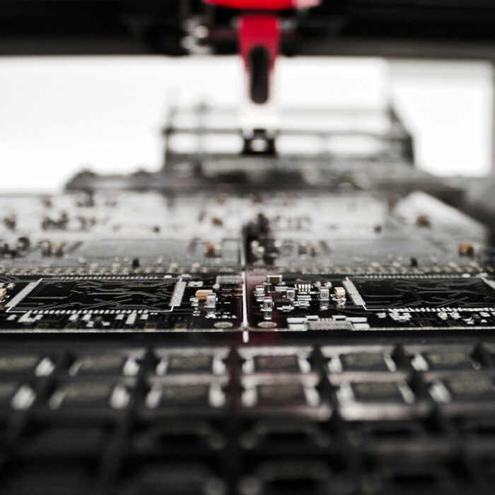 A closeup of a manufactured circuit board.