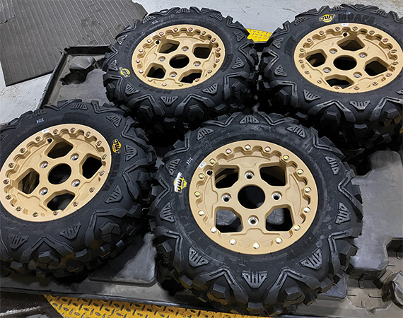 Wheels for a military vehicle made by Polaris